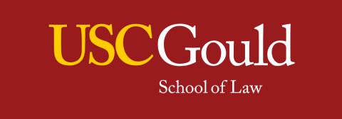 USC Gould formal logo, gold on cardinal
