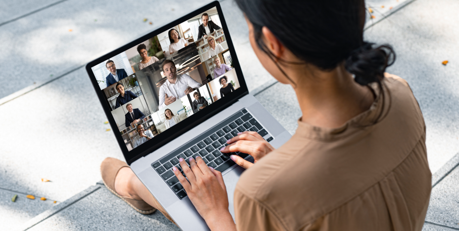 Person on laptop attending online event