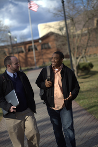 Law students walking on campus