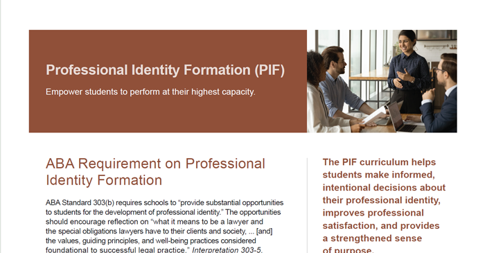 Learn more about the Professional Identity Formation program in this PDF