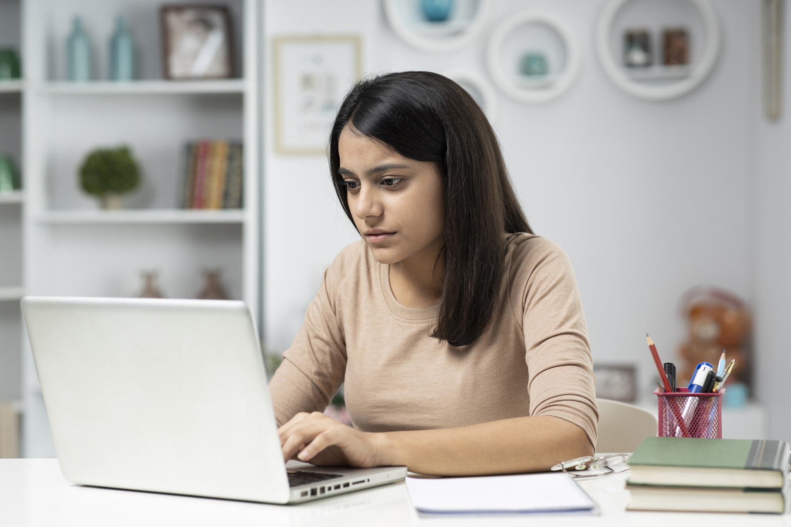 Law student at laptop