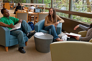 Students studying and talking