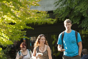 Students walking on campus