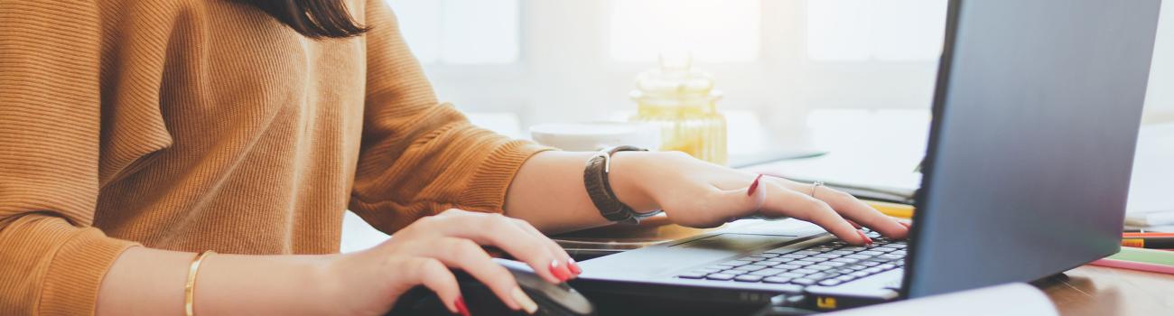 Person using laptop and mouse
