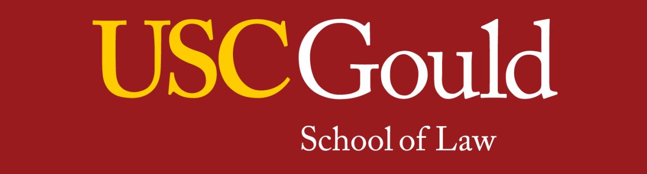 USC Gould formal logo, gold on cardinal