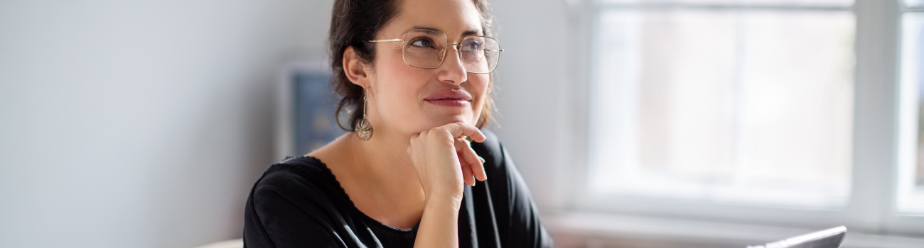 woman thinking about her LSAT score