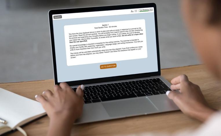 test taker launching LSAT Argumentative Writing