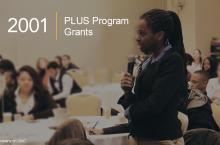 A prelaw student speaks into a microphone at a conference. Image copyright LSAC.