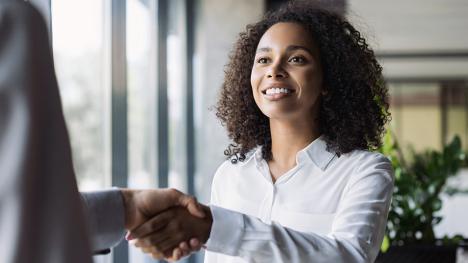 shaking hands at a job interview