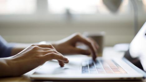 person using laptop