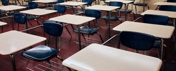 Desks in a classroom