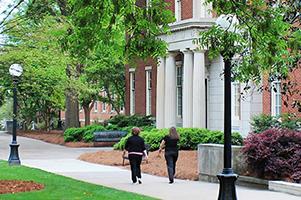 Campus walkway and building