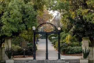 Arch and historical marker at UGA