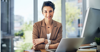 law school dean at her desk