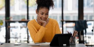 Law student at laptop