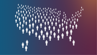 Map composed of human figures data graphic
