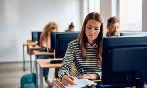 people taking the LSAT in a test center
