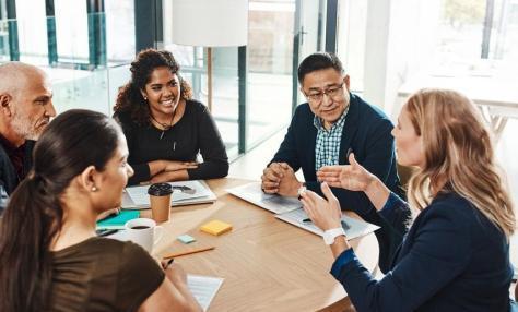 group of professionals talking