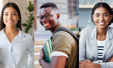Three young people looking ready to tackle law school. 