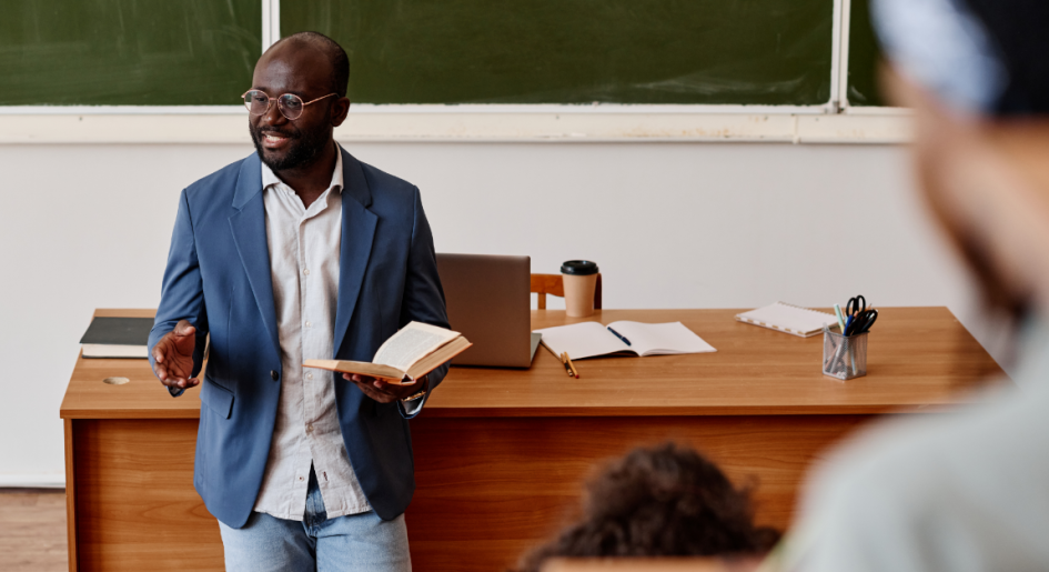 A professor teaches a class