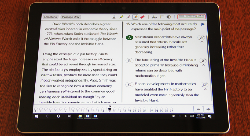 Digital LSAT on Microsoft Surface Go tablet