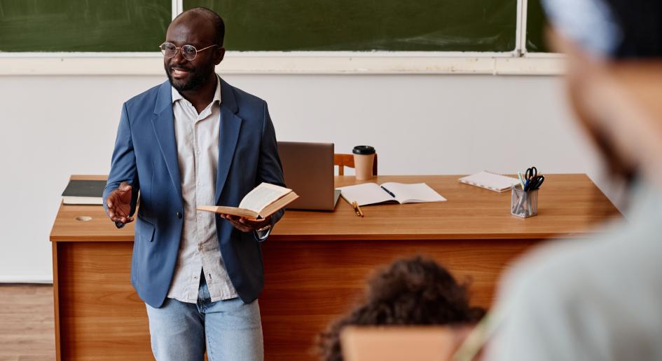 A professor teaches a class