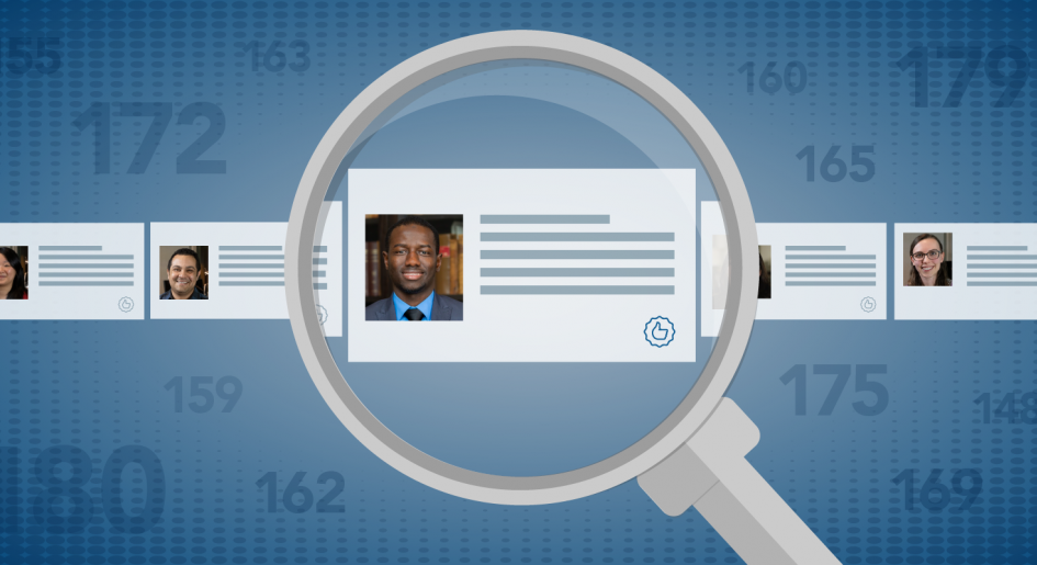 Magnifying glass over candidate profile