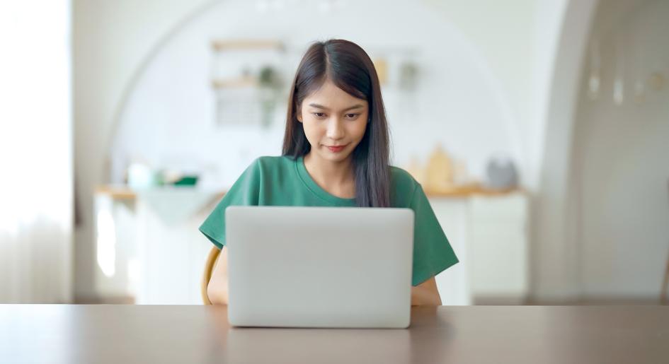 student at laptop