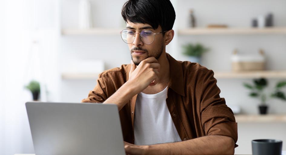 studying at a laptop