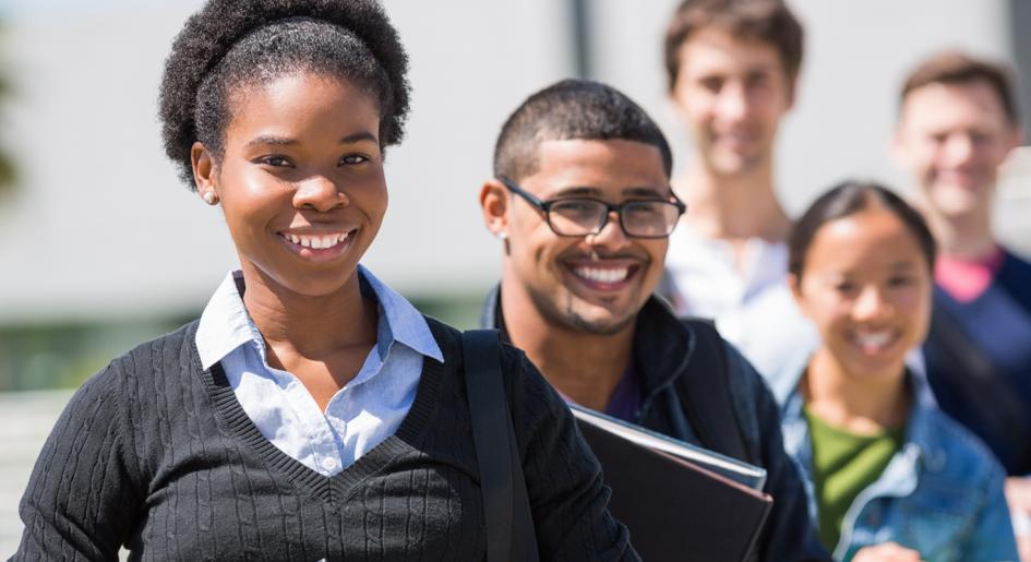 Group of students outside, smiling