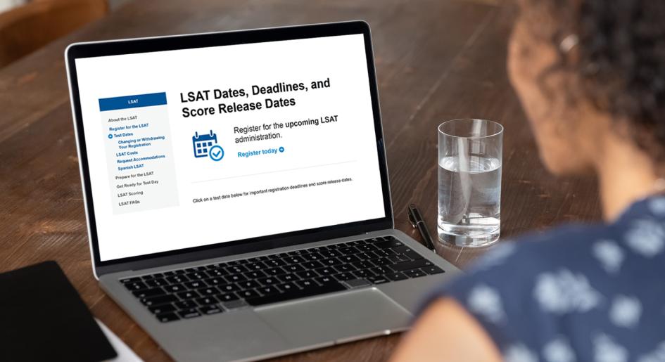 researching the LSAT on a laptop