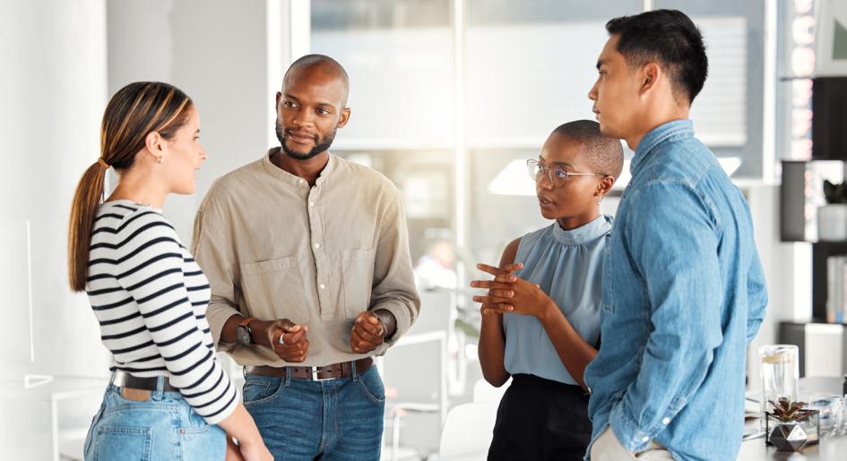 Group of law professionals conversing