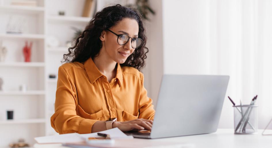 woman working at a laptop