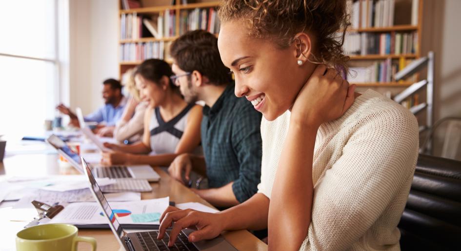 Students studying in library