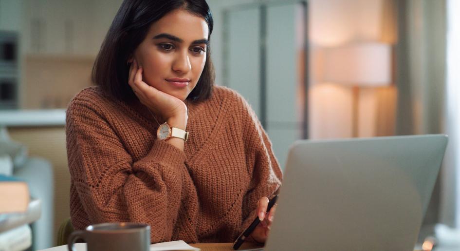 Law student at laptop