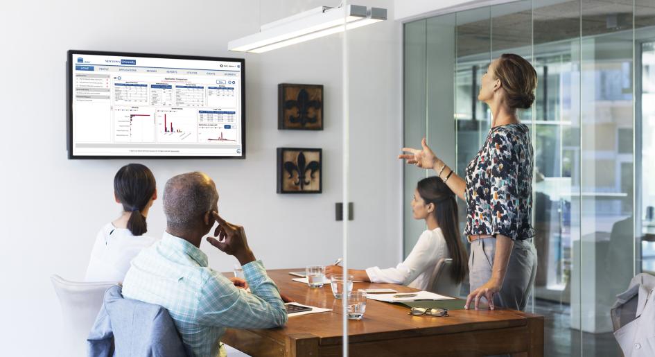 woman giving a presentation on the Unite platform