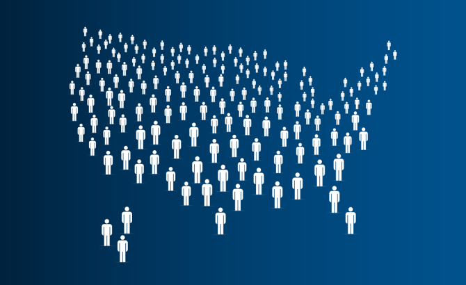Icons of people forming a U.S. map