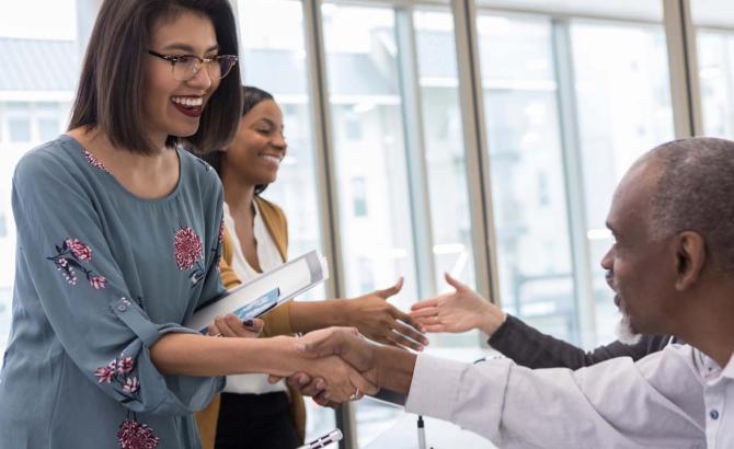 People greeting each other