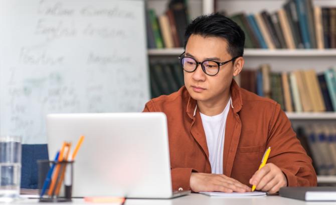 Law student at laptop